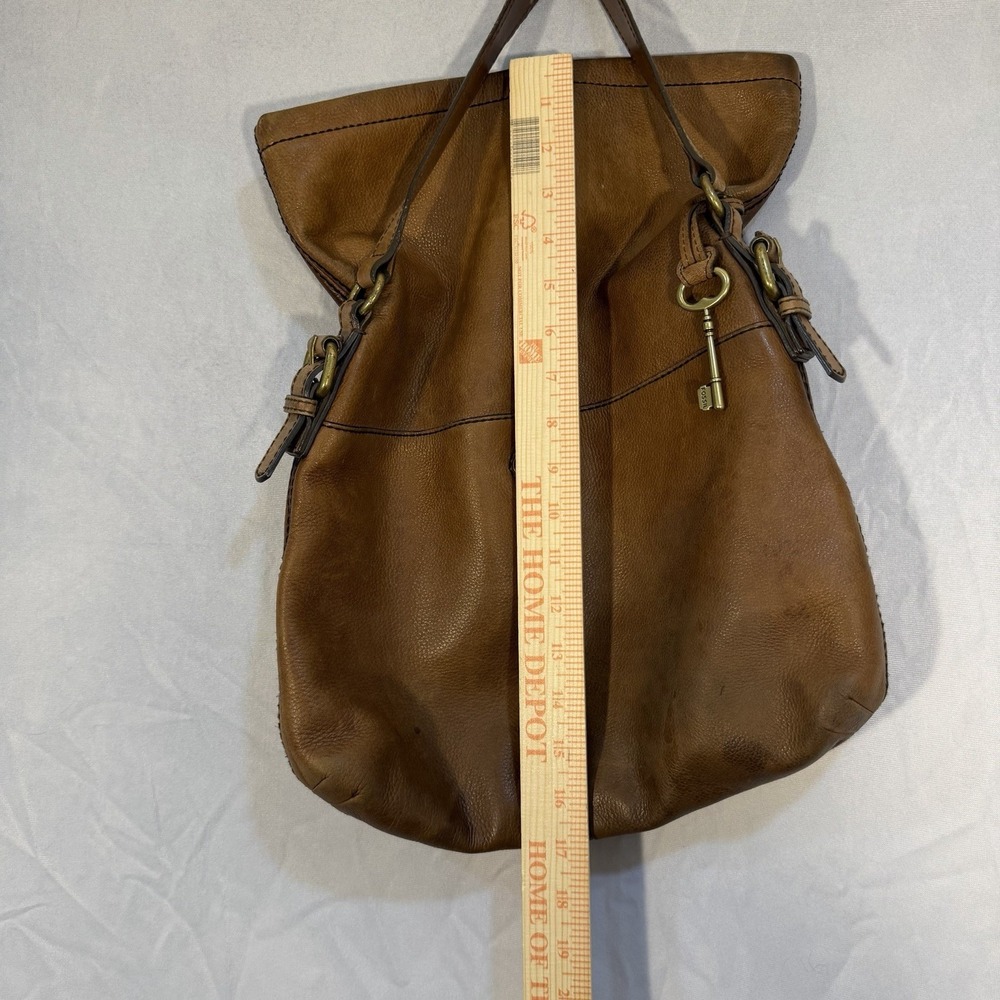 vintage fossil explorer crossbody Bag Leather Tan Zippers Brass Hardware - Picture 8 of 16
